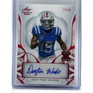 2024 Leaf Trinity Football Dayton Wade Rookie Red Foil Auto 12/15 SP Ravens RC